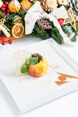 baked apple on Christmas table