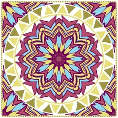 Traditional ornamental floral mandala pattern. For design of carpet, shawl, pillow, cushion. Vector illustration