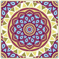 Floral Geometric Pattern with hand-drawing Mandala. illustration. For fabric, textile, bandana, pillowcarpet print.