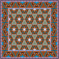 Design of a Scarf with a Geometric Pattern . Vector illustration. Seamless. For Print Bandana, Shawl, Carpet, tablecloth, bed cloth, fashion