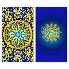 Set of Template greeting card, invitation with space for text. Mandala design. Vector illustration