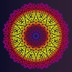 Ornamental circle pattern. oriental mandala. color floral ornament. Vector illustration. for coloring book, greeting card, invitation, tattoo. Anti-stress therapy