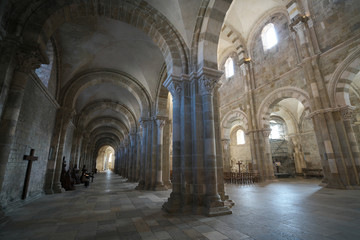 Fototapeta na wymiar Vezelay, France-October 16, 2018: Interior of Basilica Sainte-Marie-Madeleine in Vezelay