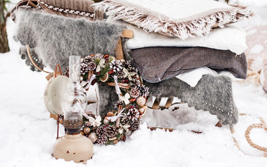 Christmas decoration in forest