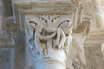 Vezelay, France-October 16, 2018: Interior of Basilica Sainte-Marie-Madeleine in Vezelay