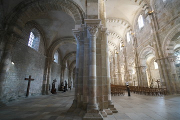 Vezelay, France-October 16, 2018: Interior of Basilica Sainte-Marie-Madeleine in Vezelay