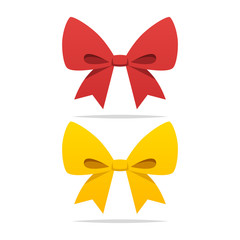 Red and yellow ribbon bow vector isolated