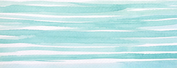 Blue horizontal lines watercolor background, hand painted - 234604326