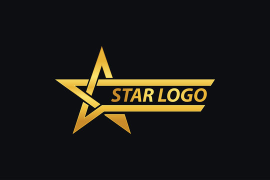 Gold Star logo designs template with Black Background
