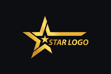 Gold Star logo designs template with Black Background