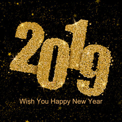 Happy New Year 2019 wishes greeting card template background design