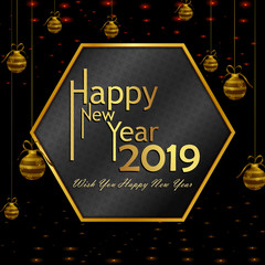 Fototapeta na wymiar Happy New Year 2019 wishes greeting card template background design