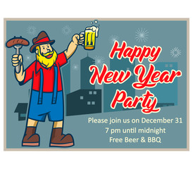 Celebrate New Year Party Retro Poster