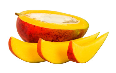 Naklejka na ściany i meble Sliced mango isolated on white