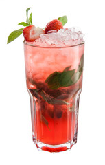Mojito cocktail strawberry on white background