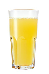glass of pineapple juice isolated on white background