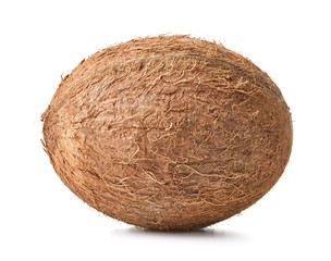 whole coconut isolated on white background