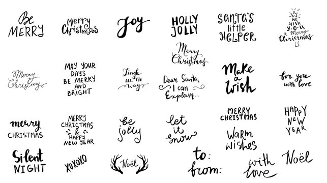 Set of Christmas lettering handwritten
