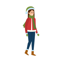 Fototapeta na wymiar woman with christmas sweater and hat