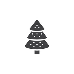 Decorated christmas tree vector icon. filled flat sign for mobile concept and web design. Xmas spruce tree simple solid icon. Symbol, logo illustration. Pixel perfect vector graphics