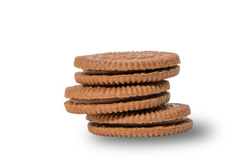 Chocolate sandwiches cookie isolated on white background