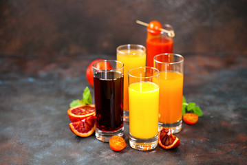 Various vegetable and fruit juice