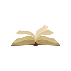 Opened book with pages fluttering vector Illustration on a white background