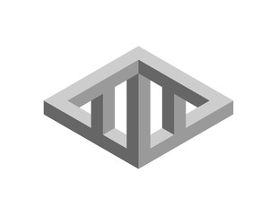 Impossible object. Isolated on white background. 3d Vector illustration.