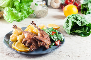 Duck legs confit with boiled potatoes