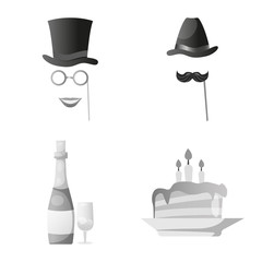 Isolated object of party and birthday icon. Set of party and celebration stock symbol for web.