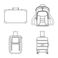 Isolated object of suitcase and baggage icon. Set of suitcase and journey vector icon for stock.