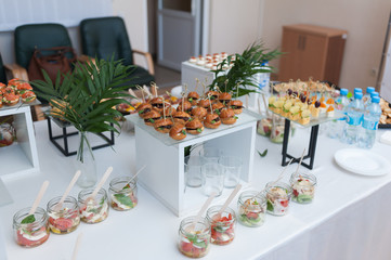 A buffet with snacks