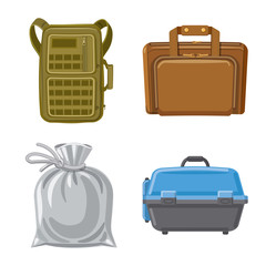 Vector illustration of suitcase and baggage logo. Collection of suitcase and journey vector icon for stock.