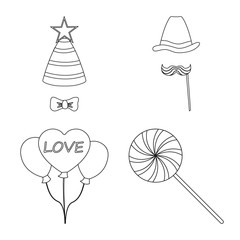 Vector illustration of party and birthday icon. Set of party and celebration stock symbol for web.