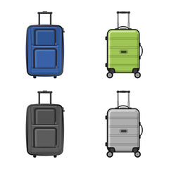 Isolated object of suitcase and baggage symbol. Set of suitcase and journey stock vector illustration.