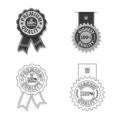 Vector design of emblem and badge logo. Set of emblem and sticker stock symbol for web.