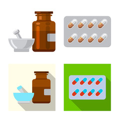 Vector illustration of pharmacy and hospital logo. Collection of pharmacy and business stock symbol for web.