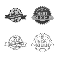 Vector design of emblem and badge icon. Set of emblem and sticker vector icon for stock.