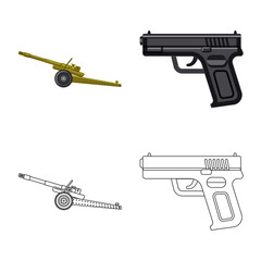 Vector design of weapon and gun symbol. Collection of weapon and army stock symbol for web.