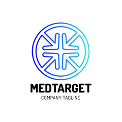 Obraz premium Medical Cross Target Icon Logo Design with four arrow