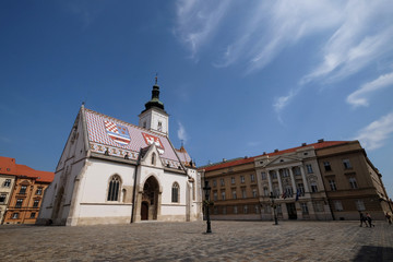 Obraz premium The Church of St. Mark dates back to the 13th century in Zagreb, Croatia 