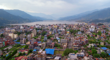 Pokhara city  and Phewa lake. Nepal