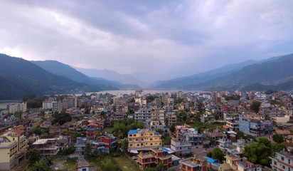 Fototapeta na wymiar Pokhara city and Phewa lake. Nepal