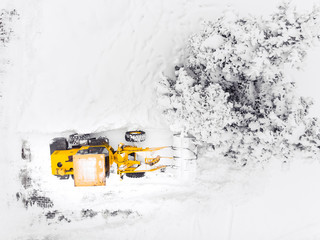 Drone snow removal excavator truck