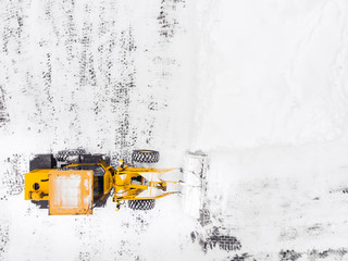 Drone snow removal excavator truck