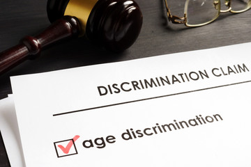 Age discrimination claim in the court. - obrazy, fototapety, plakaty