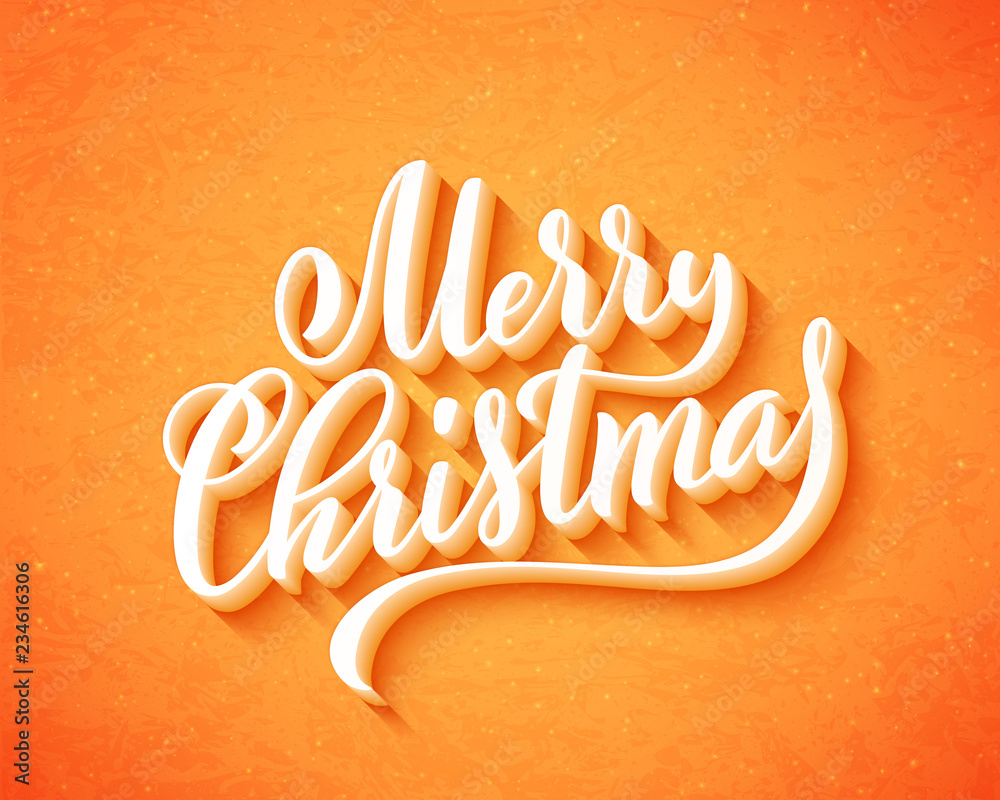 Wall mural merry christmas handwritten lettering. lettering design card template. vector.