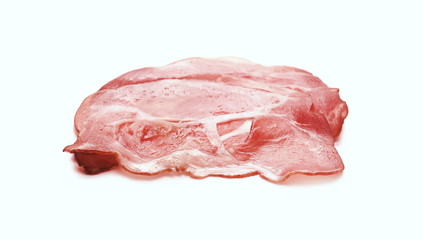 Smoked ham slices isolated on white background