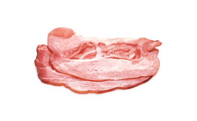 Smoked ham slices isolated on white background