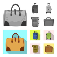 Vector illustration of suitcase and baggage symbol. Collection of suitcase and journey stock vector illustration.